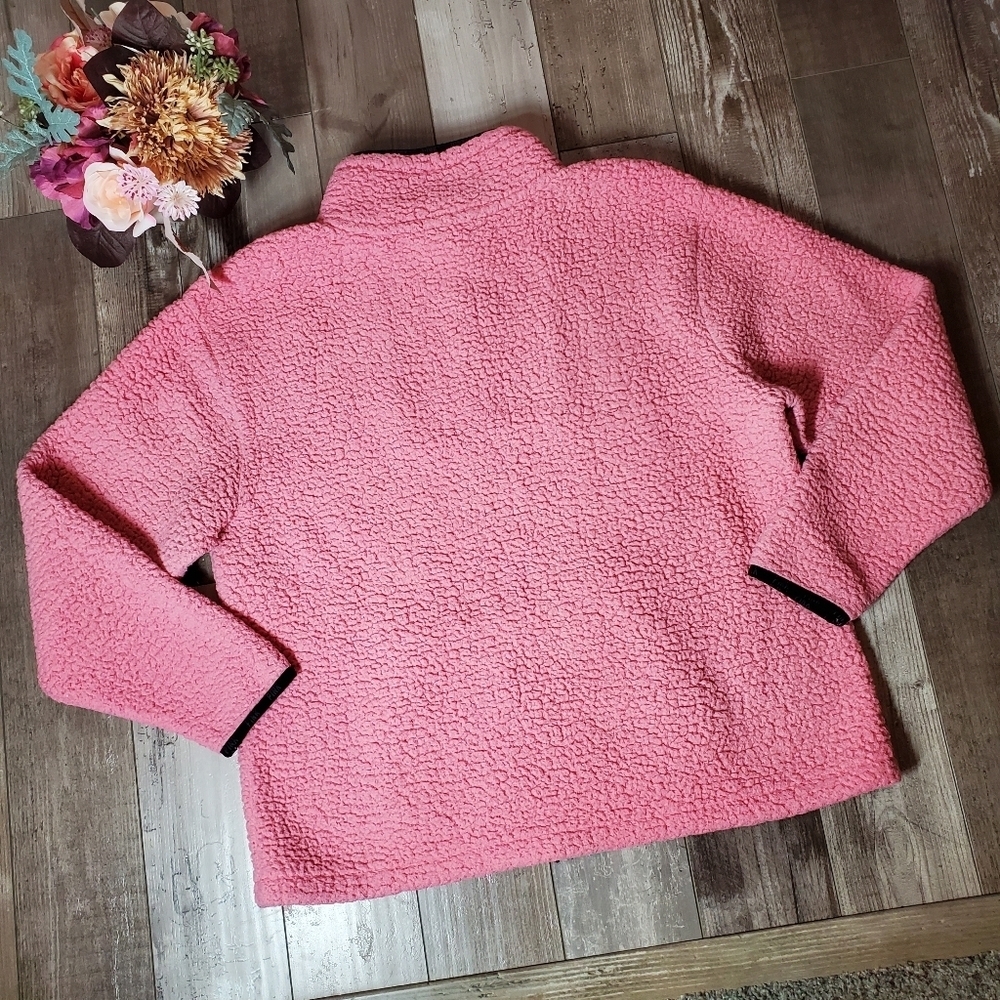 PINK Victoria's Secret Pink Sherpa Quarter Zip Pullover Jacket Campus Winter EUC - Picture 4 of 16